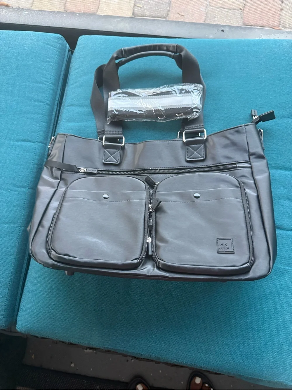 IHKWIP Cargo Catchall Tote with Two Crossbody Straps Metallic Black